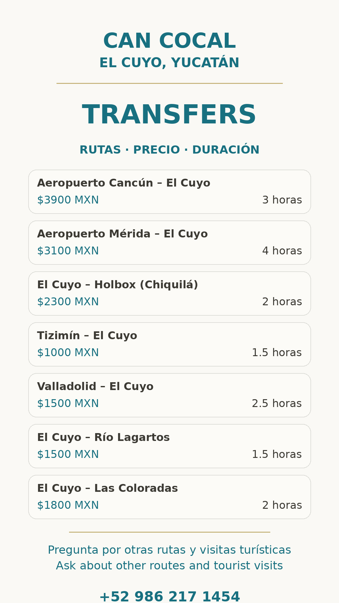 Transporte hasta El Cuyo